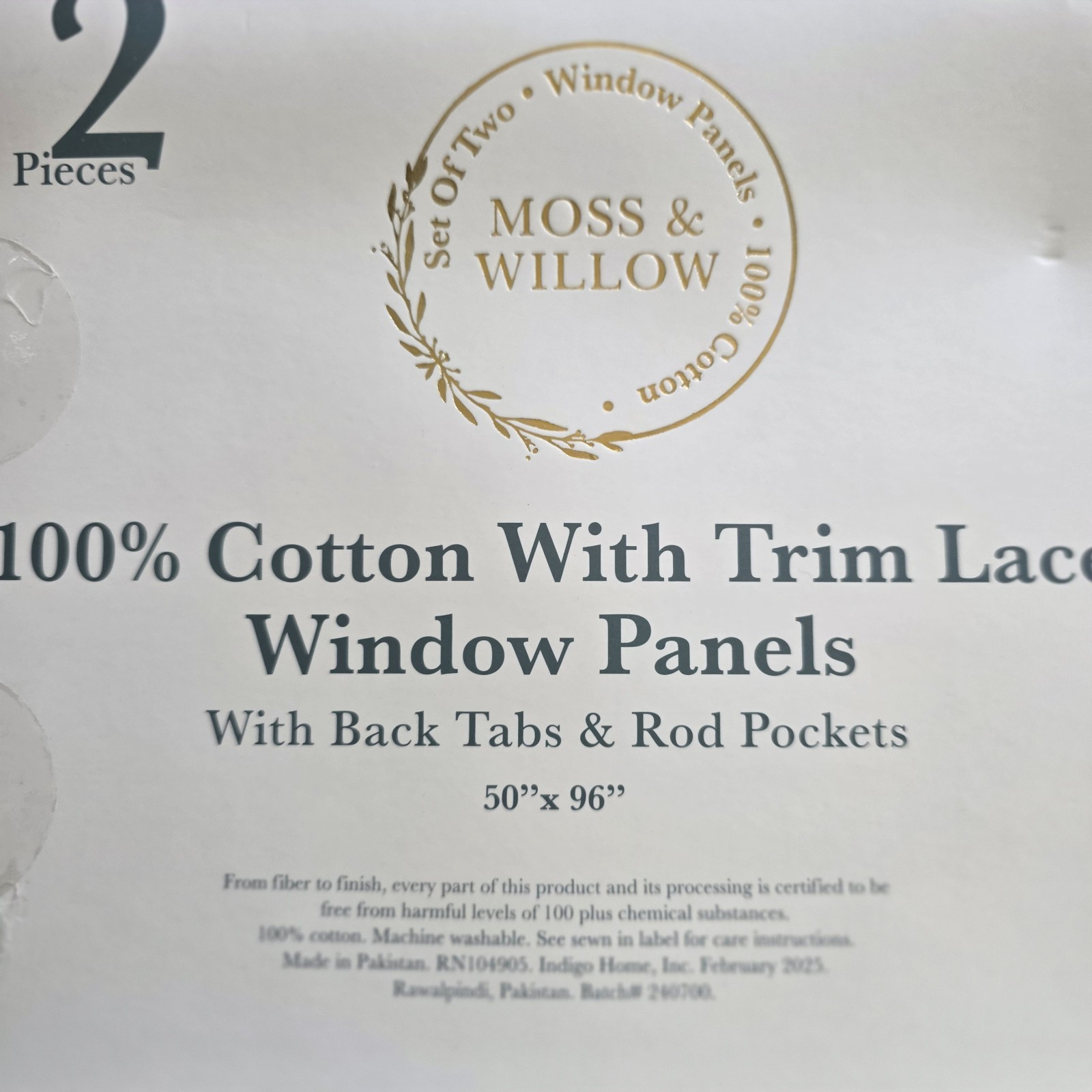 Moss & Willow Set 2 Curtains 50×96 White Pink Bow Lace Trim Cottage Farmhouse
