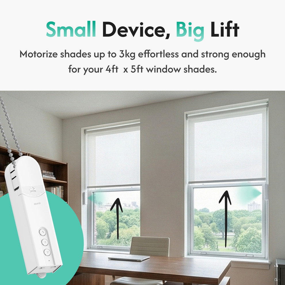 AURA SmartShade Motorized Roller Shade Unit White AASS01 Smart Blind