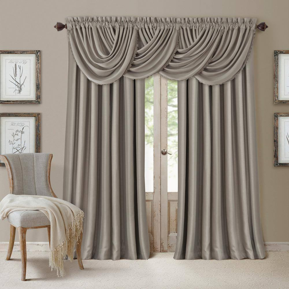 Antique Silver Faux Silk Rod Pocket Blackout Curtain – 52 In. W X 108 In. L