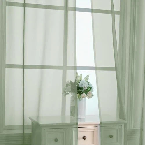 Bedroom Curtains 2 Panel Sets 84″ Inch 42″W x 84″L (Pack of 2) Sage Green