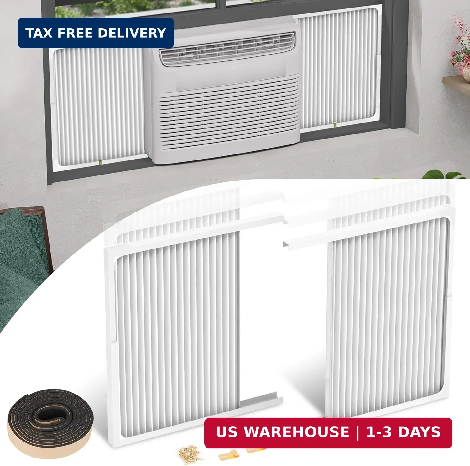 Adjustable Window Air Conditioner Side Panels with Frame Set,Extra Wide Window A