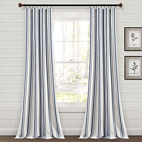 Farmhouse Stripe Yarn Dyed Eco 42″W x 108″L (Pack of 2) Navy Window Panel