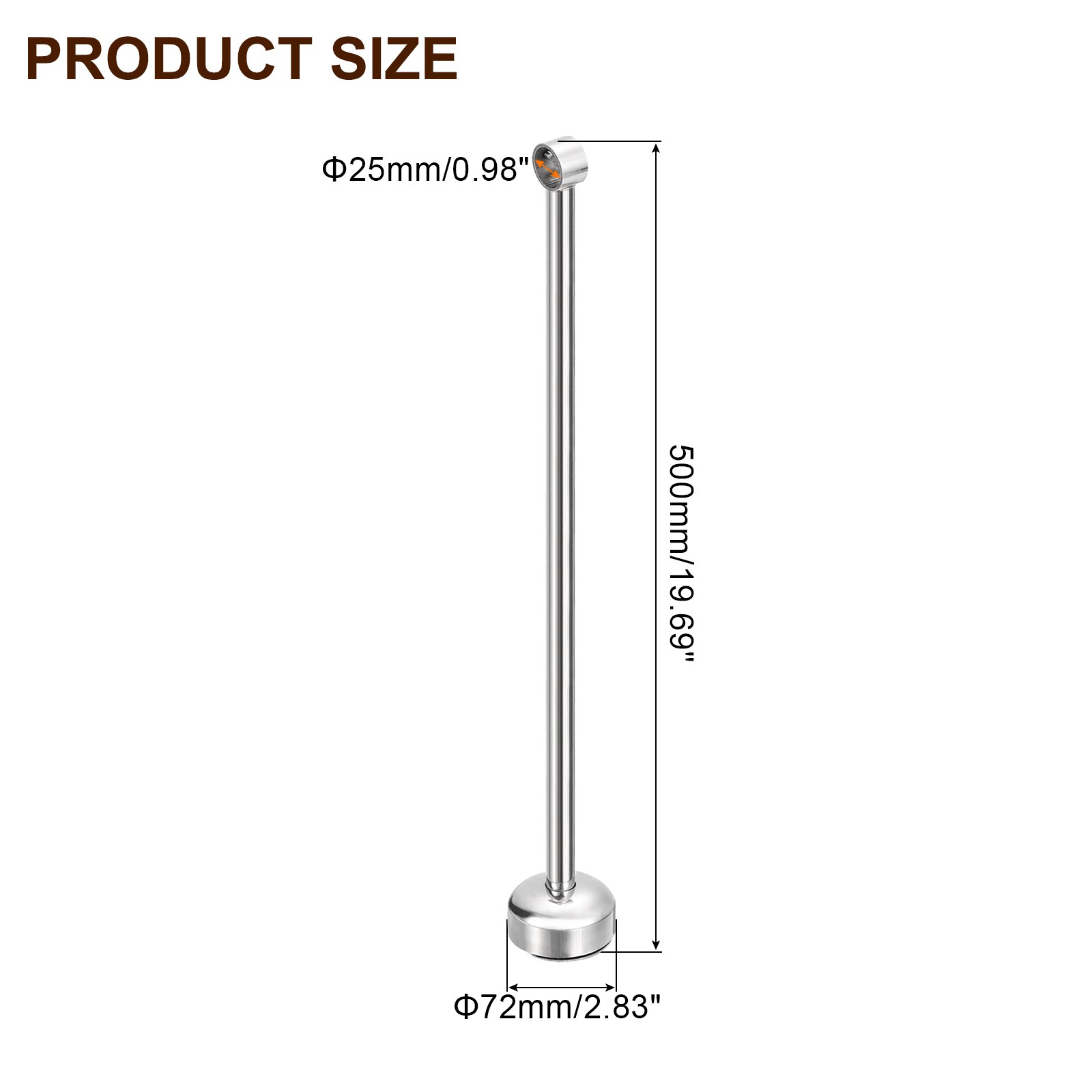 4 Set Ceiling Mount Curtain Rod Bracket 25mm/0.98″ Pipe Length 500mm/19.69″