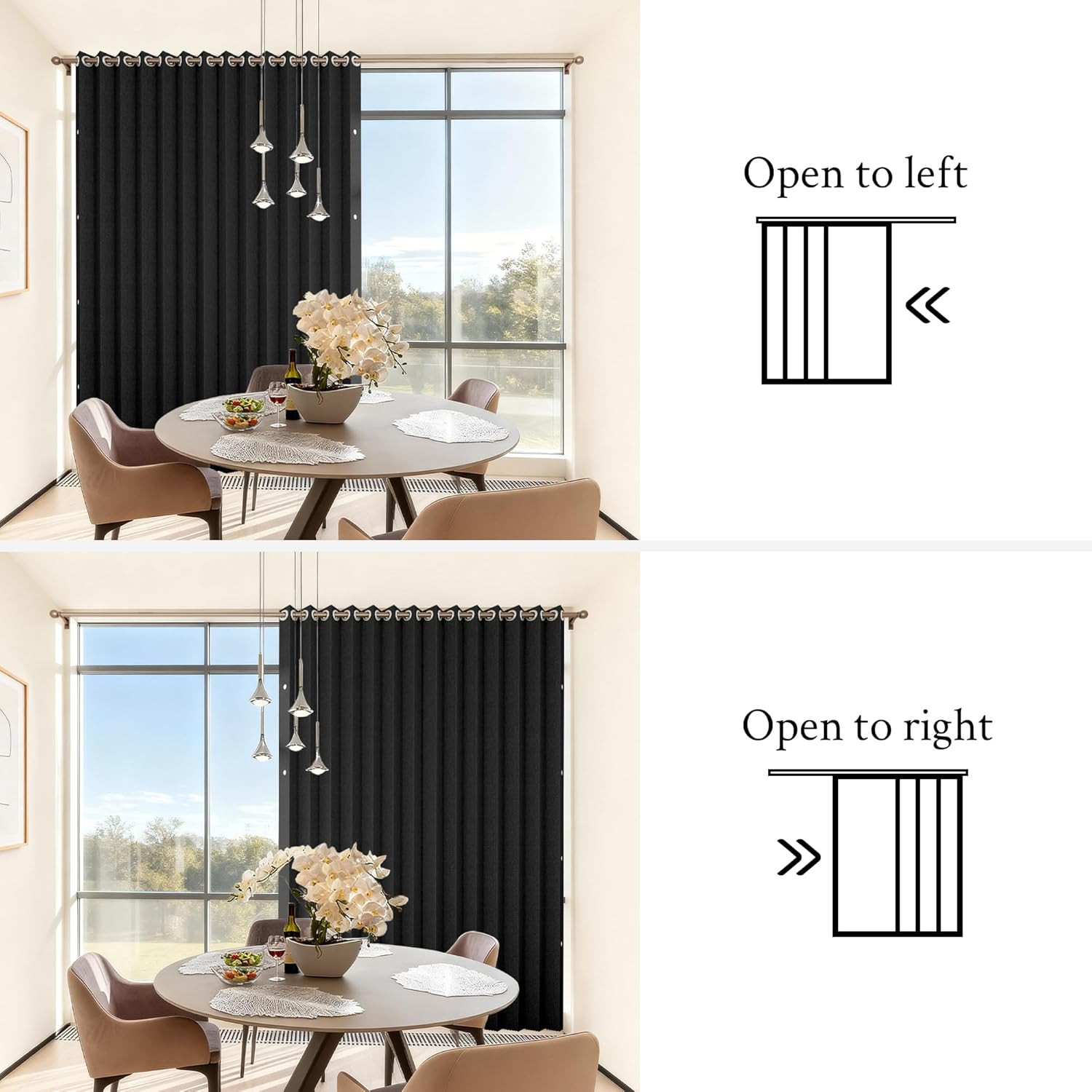 Black Vertical Privacy Shades, 1 Panel, 78″ Wide, 84″ Long, Pleated Drape