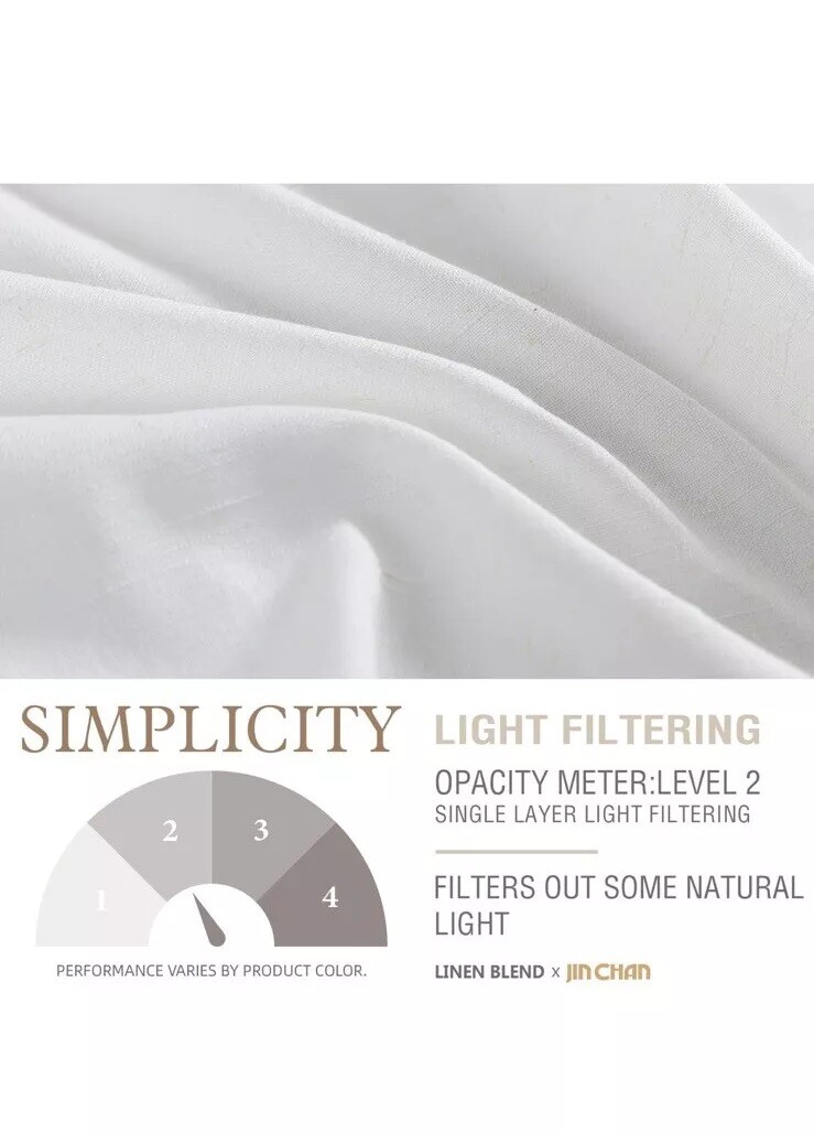 jinchan Linen Curtains Light Filtering Window Drapes with Grommet Top W38 x L84
