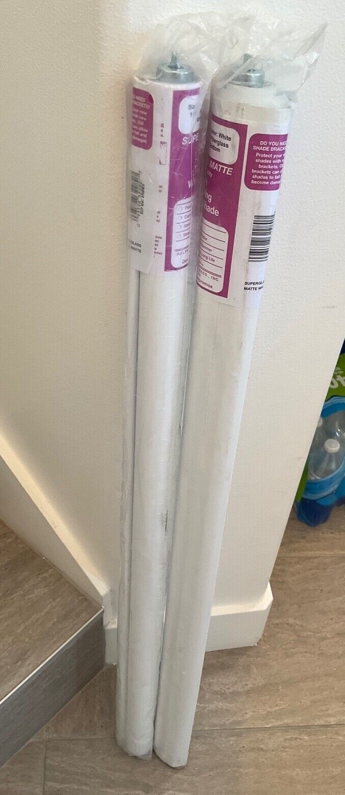 2 – Superglass Matte Blackout Roller Window Shade White 37 1/4″ x 6′