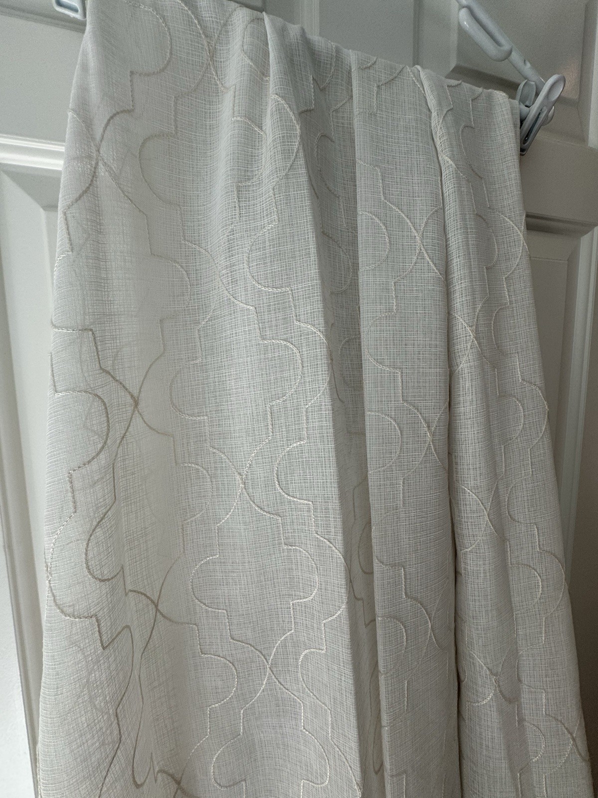 Rodeo Home – 2 Ivory Embroidered Moroccan Trellis Sheer Curtain Panels 54×96