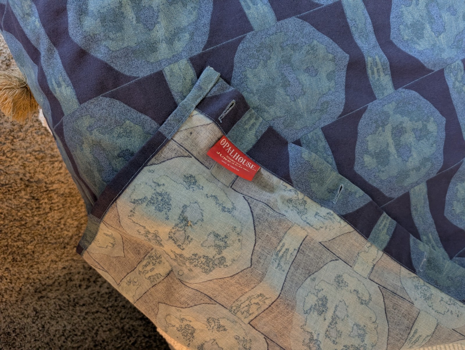 Opalhouse Jungalow Blue Pompom Buttonhole Top Shower Curtain Size 72″X68