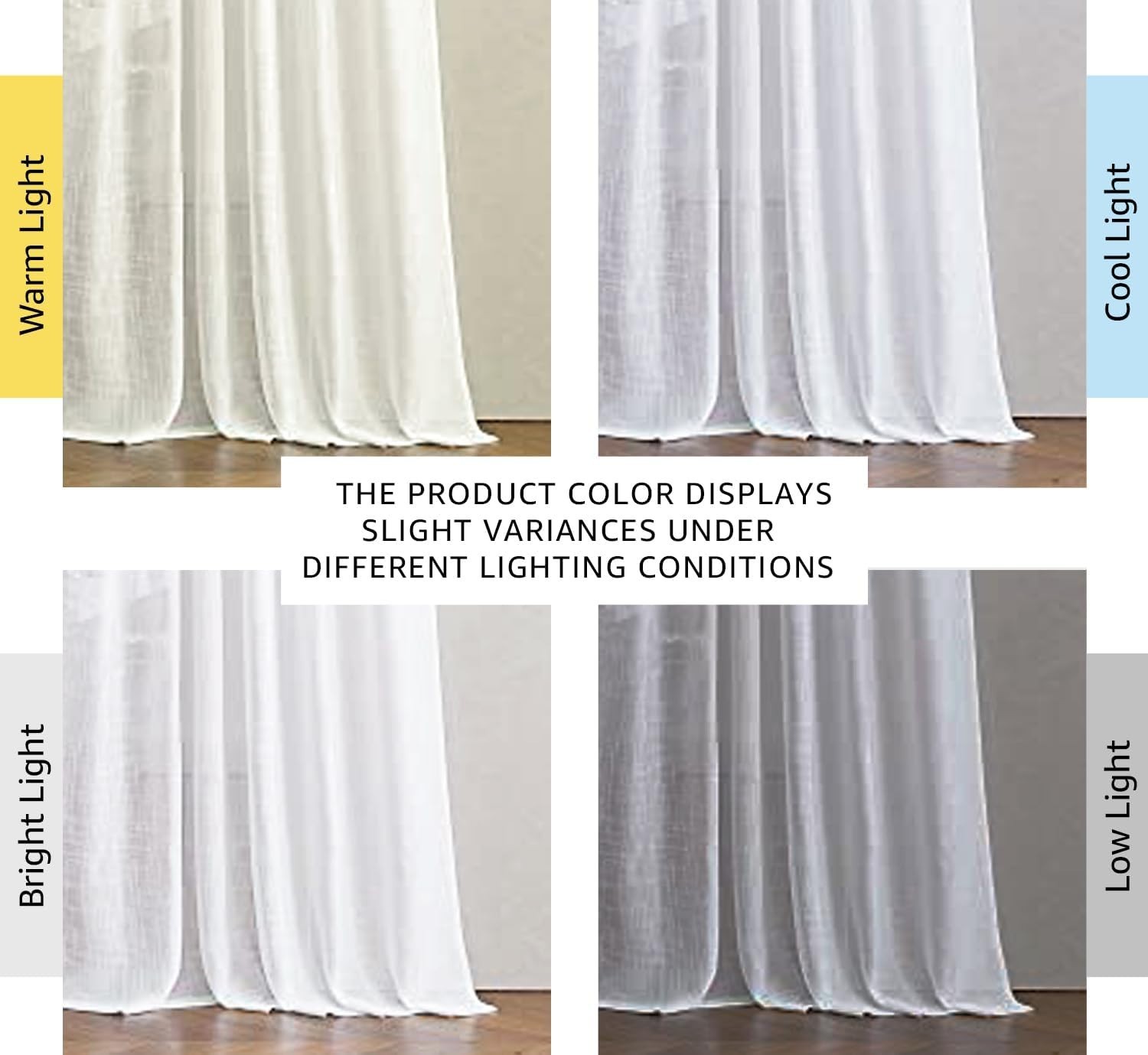 White Linen Sheer Curtains and Drapes 84 inches Long, Rod Pocket & Back Tab s…