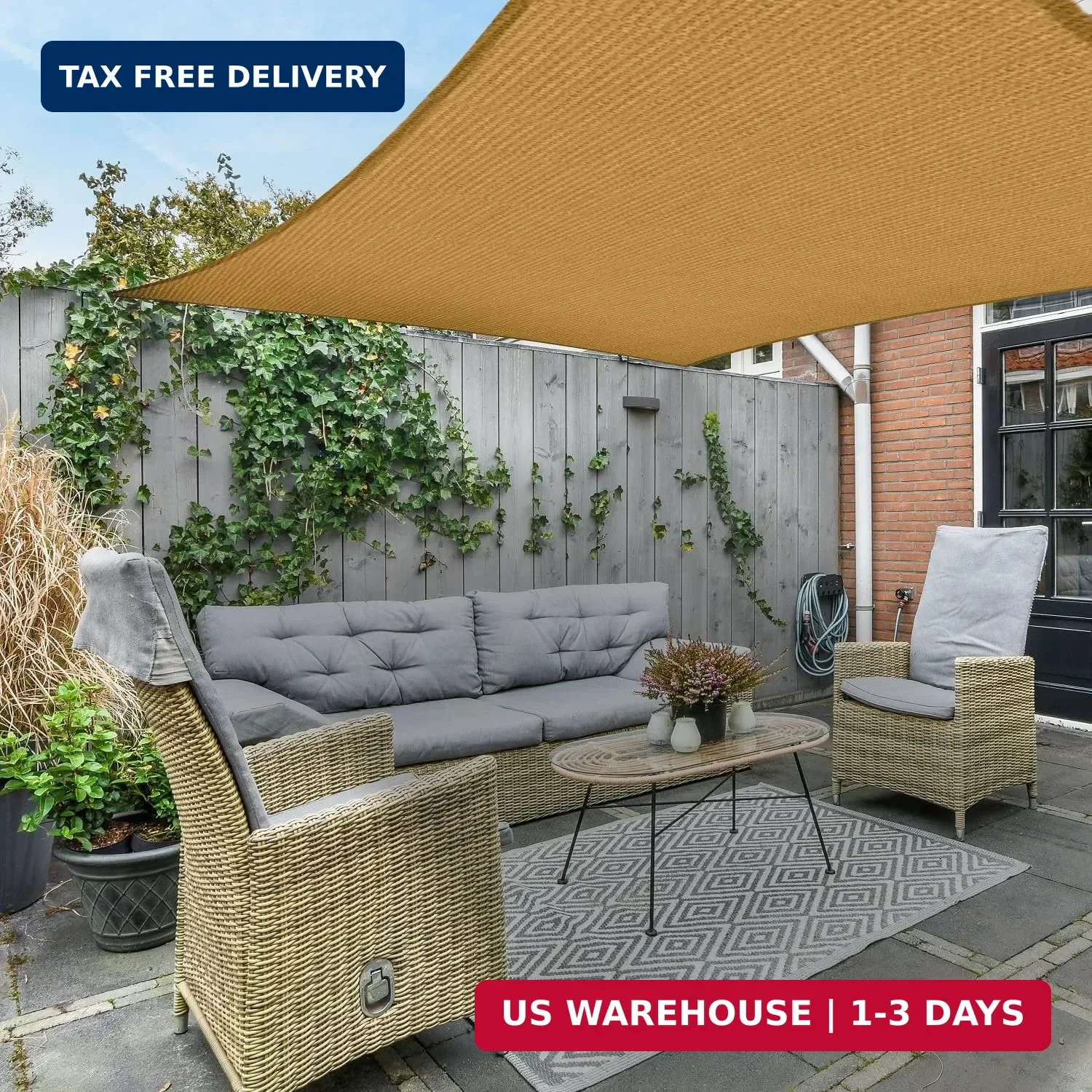 Asteroutdoor Sun Shade Sail Rectangle 10′ x 13′ UV Block Canopy for Patio Backya
