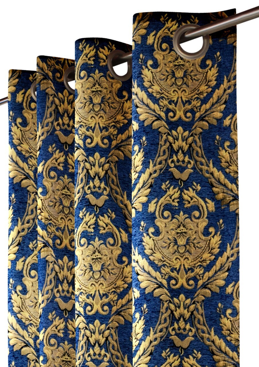 Chenille Drapery Panel – Blue- Rayon/Polyester- 60″ Inches W x 96″ H-J2