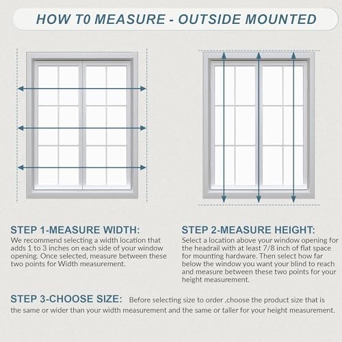 1″ Cordless Blinds for Indoor Windows, 27″ W X 64″ H Window Blinds, Light
