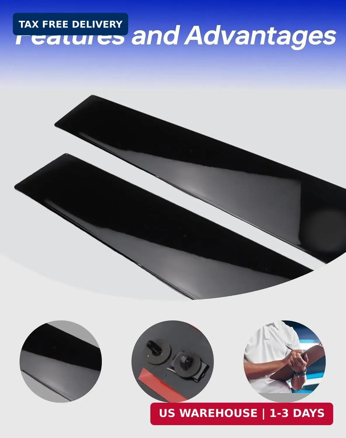 Flecto 926-449 B Pillar Molding Trim, Front Right Passenger, Gloss Black Appliqu