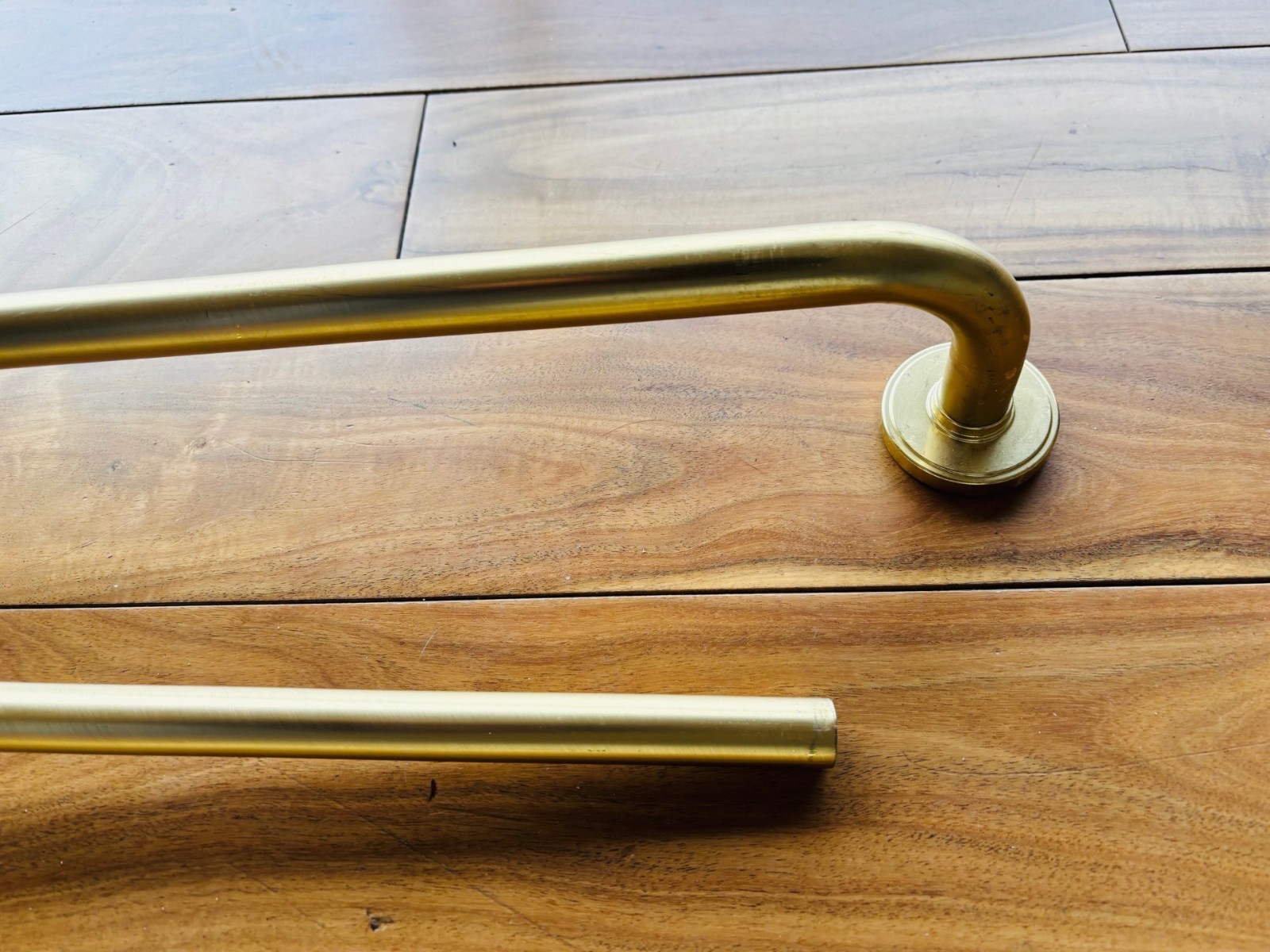 Two Sets! Blackout Rounded Curtain Rod Brass – Threshold – 66″-120” & 36″-66″