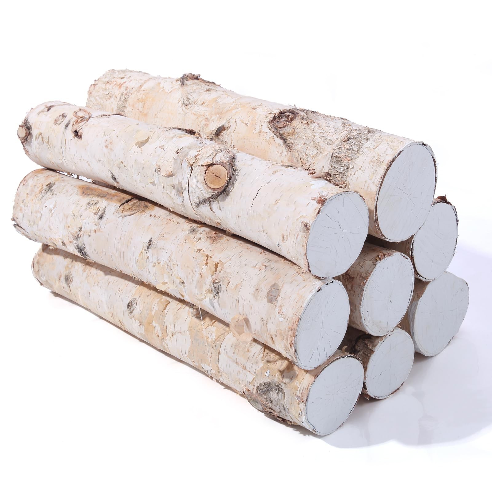 8 Pack Birch Logs for Fireplace Decor Crafts Versatile Unfinished Wood Gas Fi…