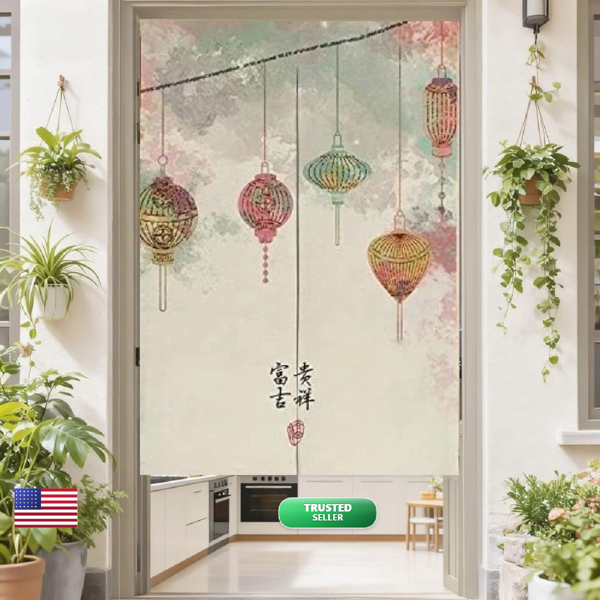 Myru Chinese Bedroom Partition Noren Japanese Doorway Half Feng Shui Curtain