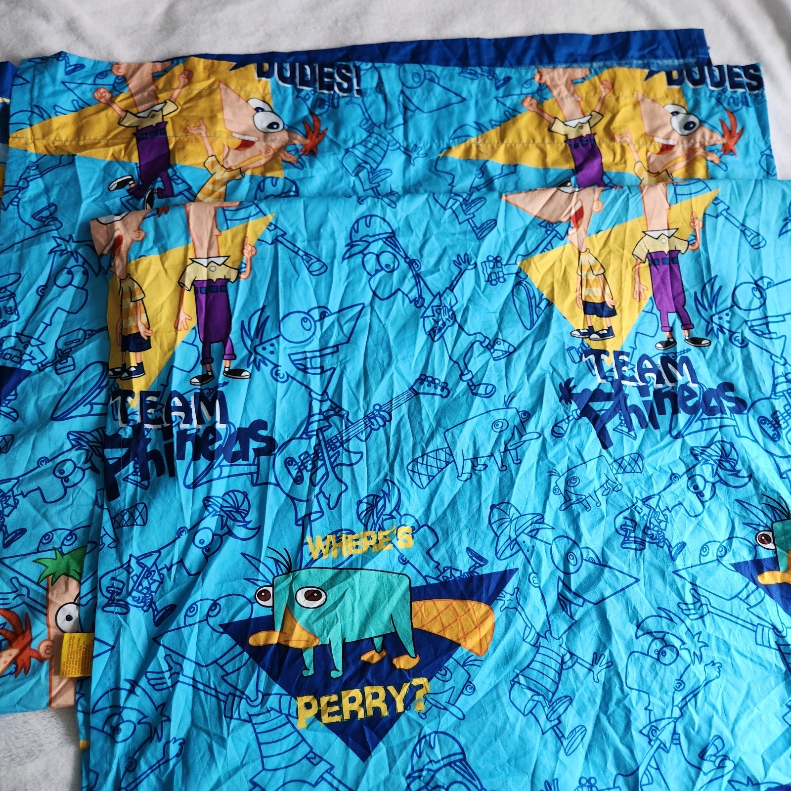 2 Vintage Phineas & Ferb Where’s Perry The Platypus Curtain Panel 42×63 Drapes