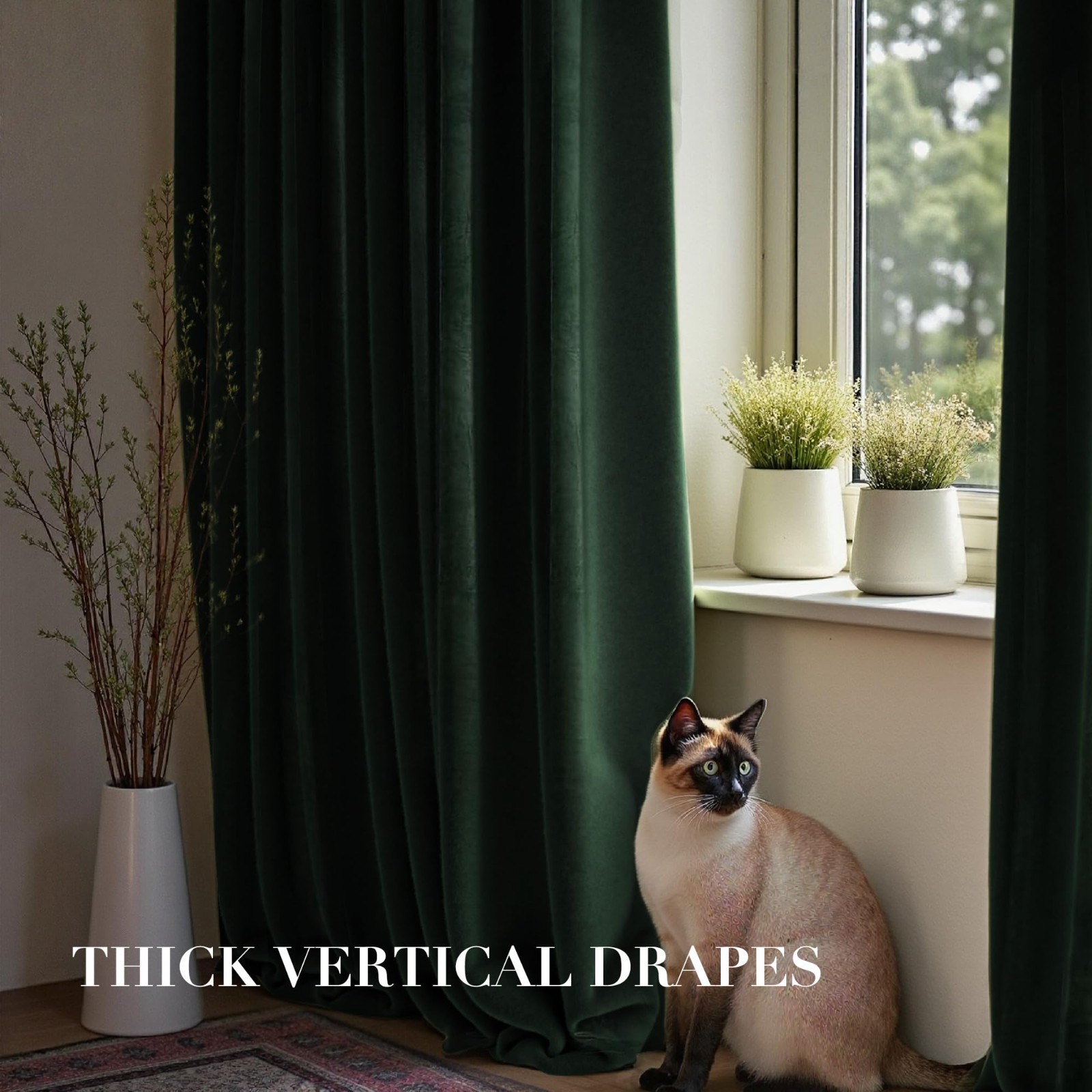 Dark Green Velvet Blackout Curtains – Thermal Insulated Drapes for Bedroom & Liv