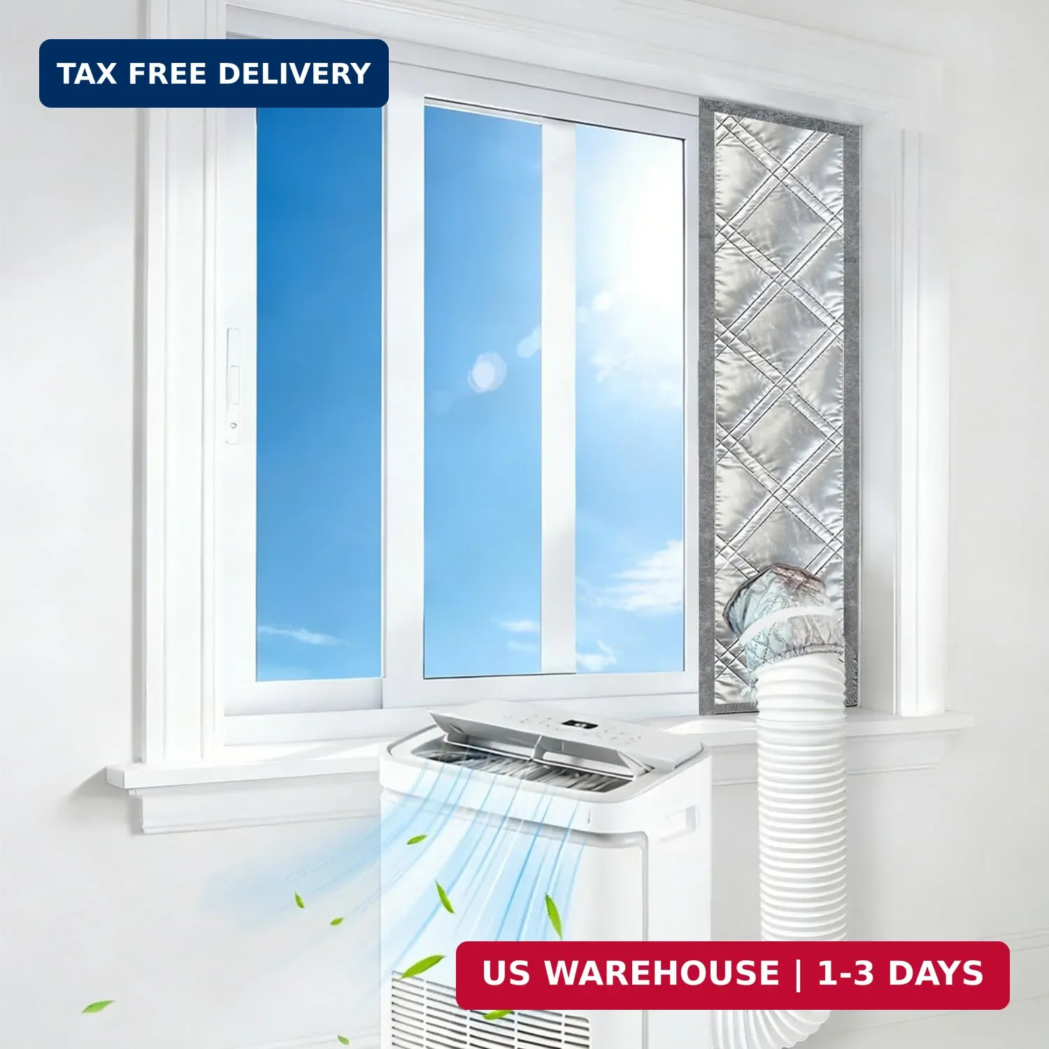 3-Layer Insulated Portable AC Window Seal Kit Max 70″ Stepless Adjustable Reflec
