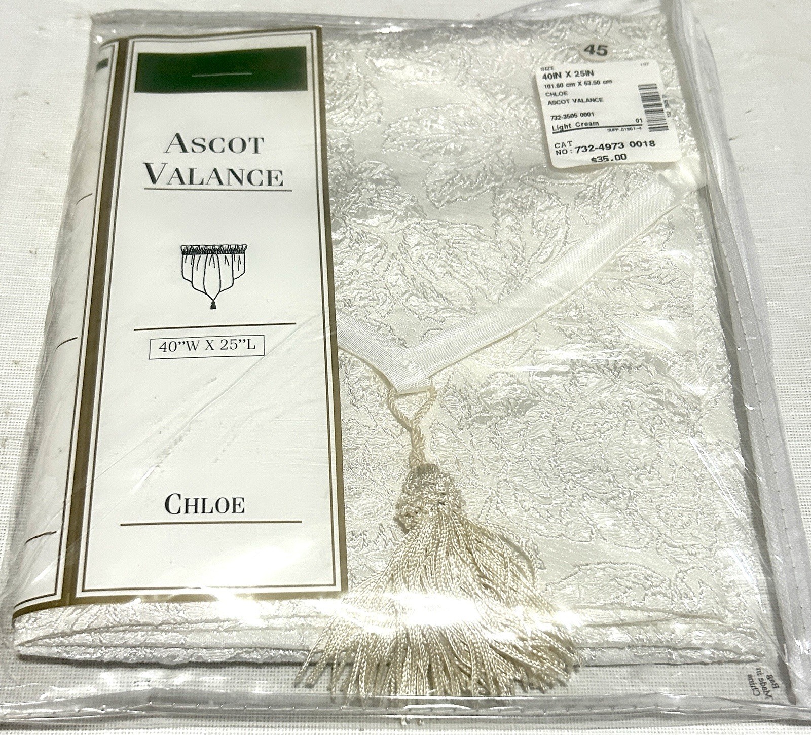 Croscill Classics Chloe Ascot Valance Ivory 40” x 25” Tassel Window Treatment