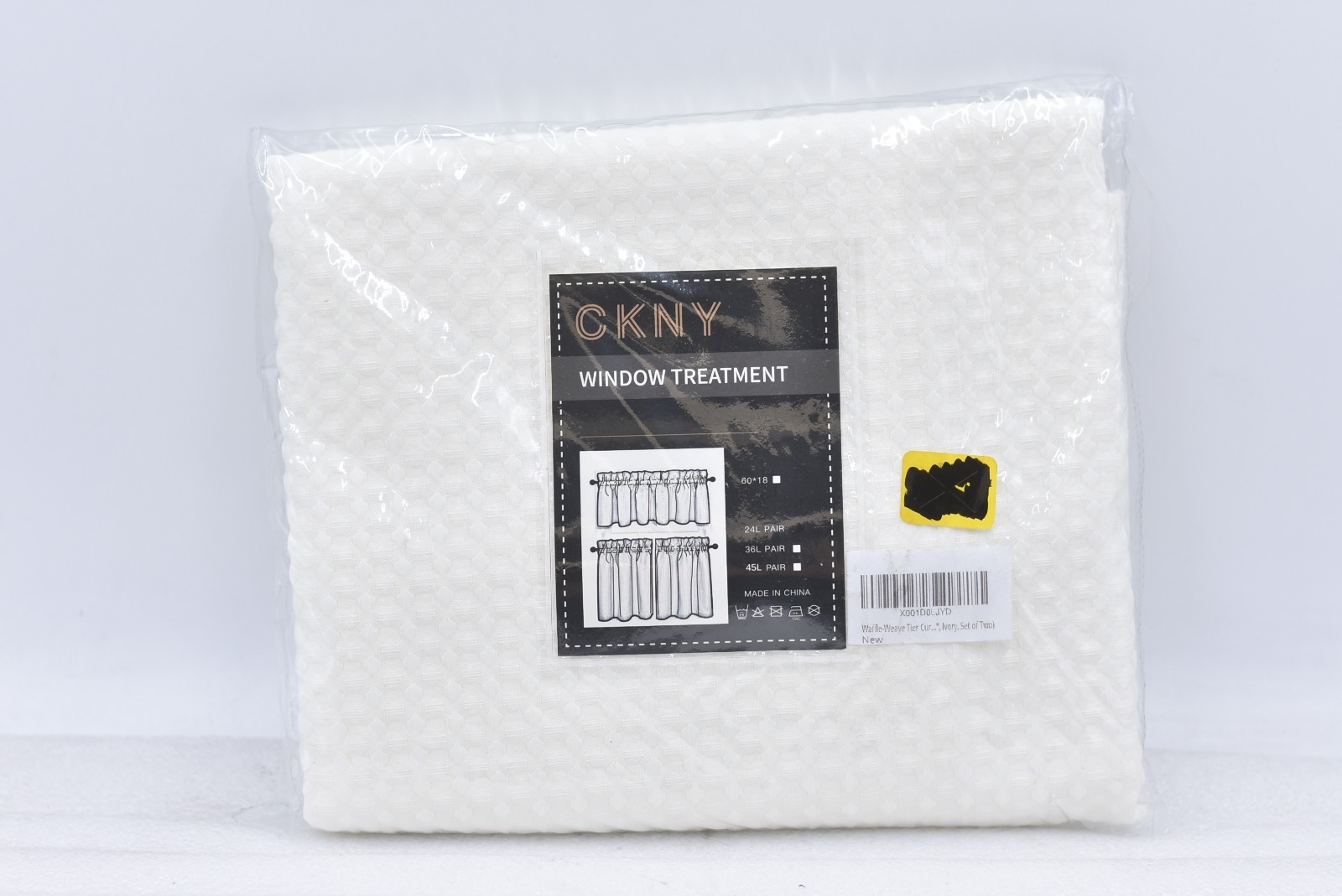 CKNY Ivory Waffle-Weave Tier Curtains 24″L – Set of 2