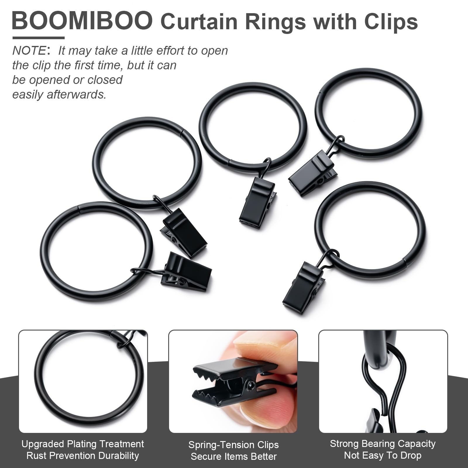 36 Pack Curtain Rings with Clips, Drapery Clips with Rings, Hangers Drapes Ri…