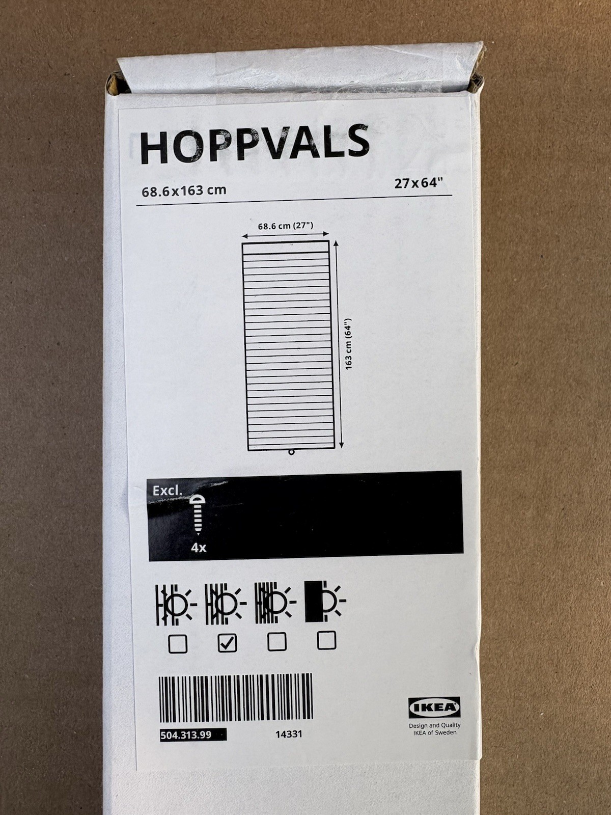 IKEA HOPPVALS Cordless Honeycomb Cellular Blind WHITE 23 x 64″ #704.313.98 NEW