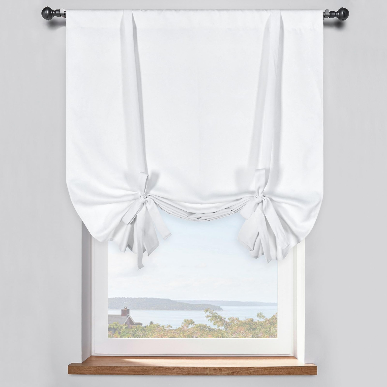 Pure White Balloon Shades Room Darkening Kitchen Window Curtain – Adjustable …
