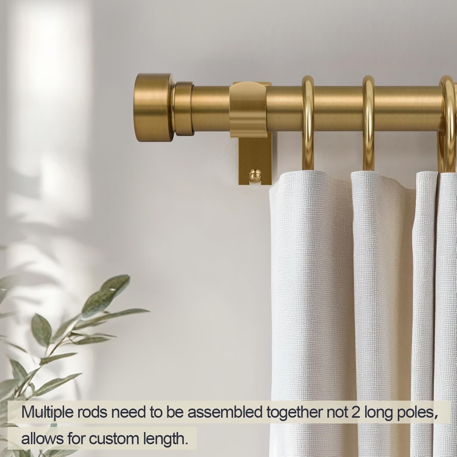 Sturdy 1″ Brass Curtain Rods 48-84 Inches with Solid Finials for Home Décor