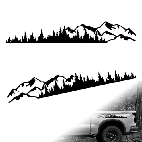 2 PCS Car Mountain Decals – Mountain Tree Forest Body Sticker – Cuttable