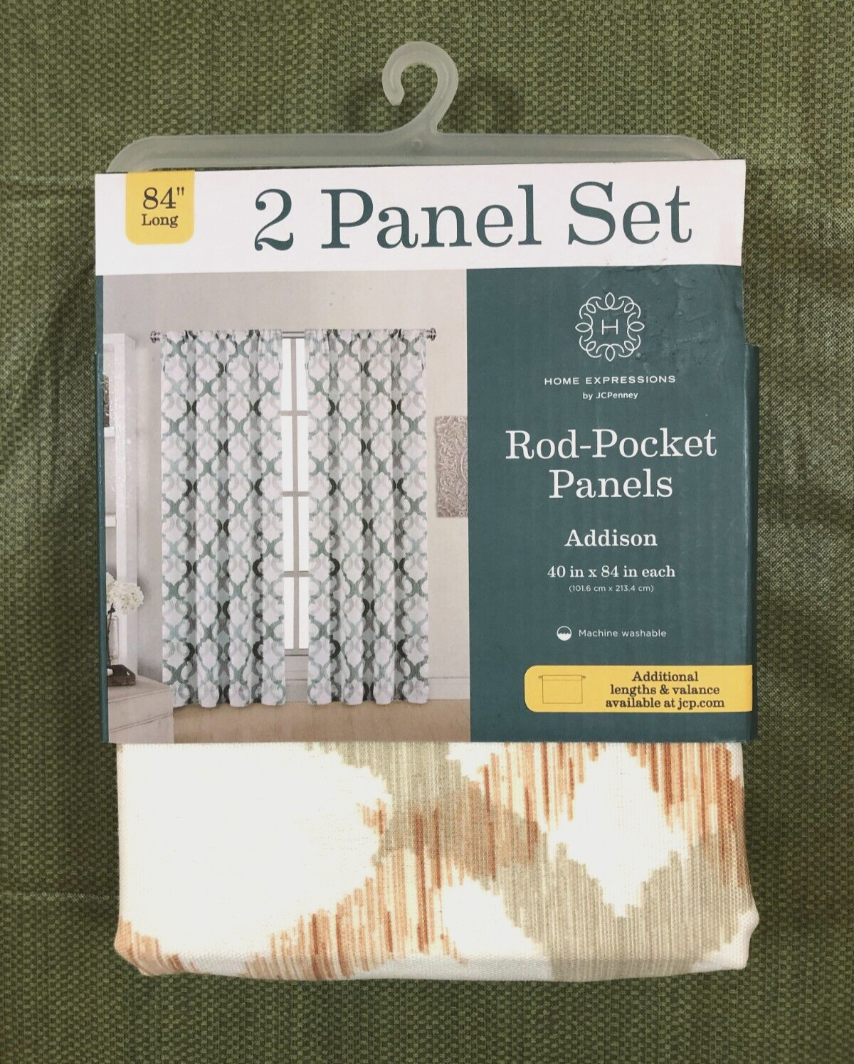 NEW Home Expressions Beige Rod-Pocket 2-Pack Curtain Panels, 40″x84″ Each NIP