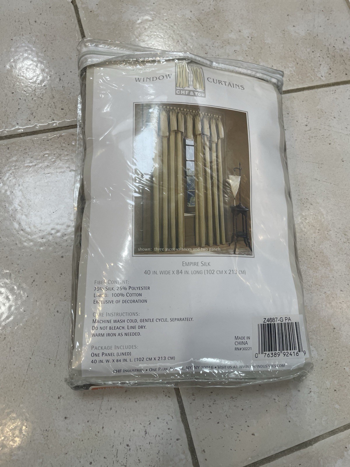 CHF & You Empire Silk Classic Lined Curtain Panel Beige 75% Silk 40×84 in