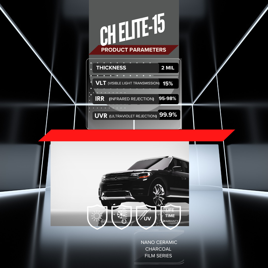 CH -Elite Nano Ceramic Charcoal Film Roll /Heat & UV Protection, Car/Home Film