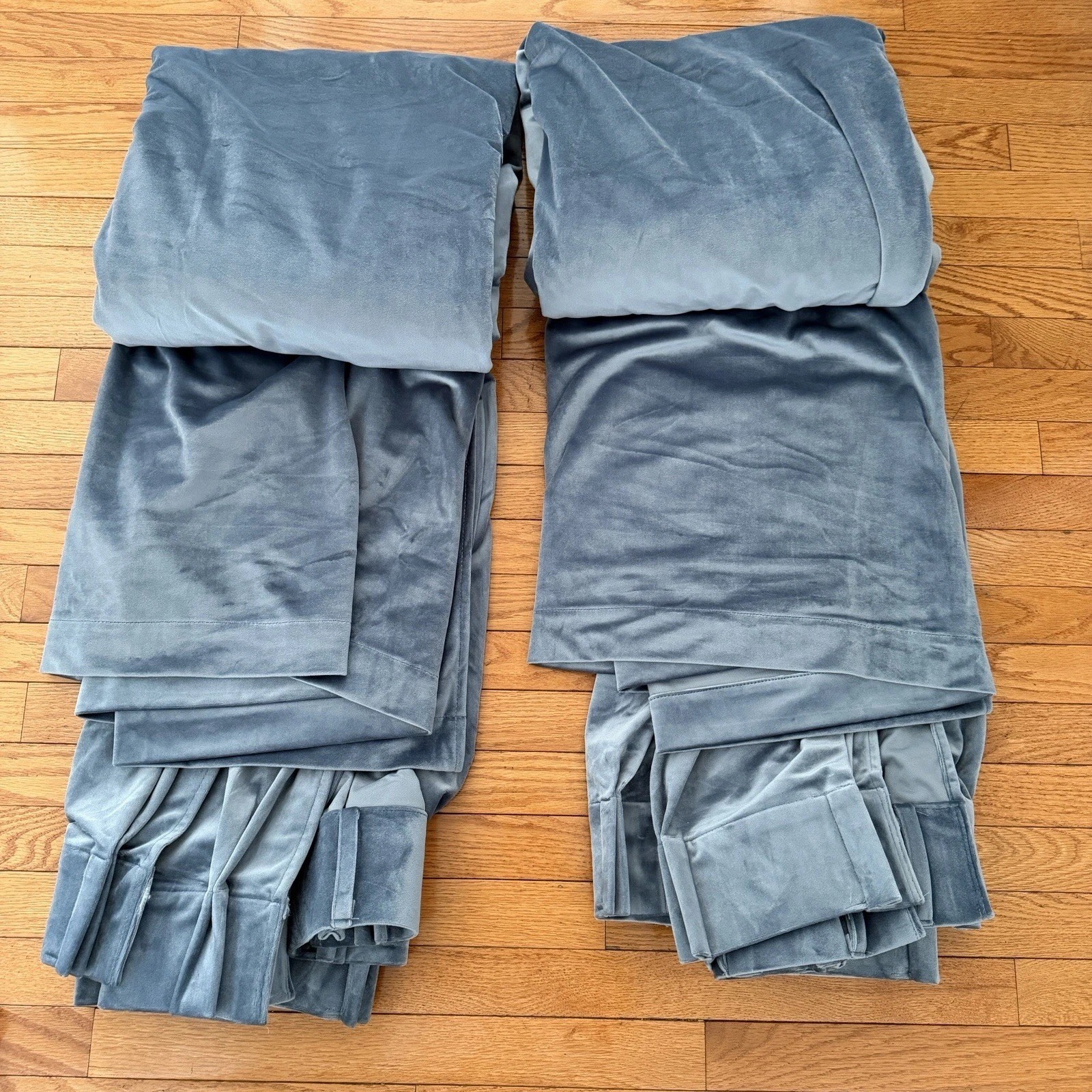 2 Sets Curated Kravet Velour Curtains Gray Silver Blue Panel 32×108 READ!