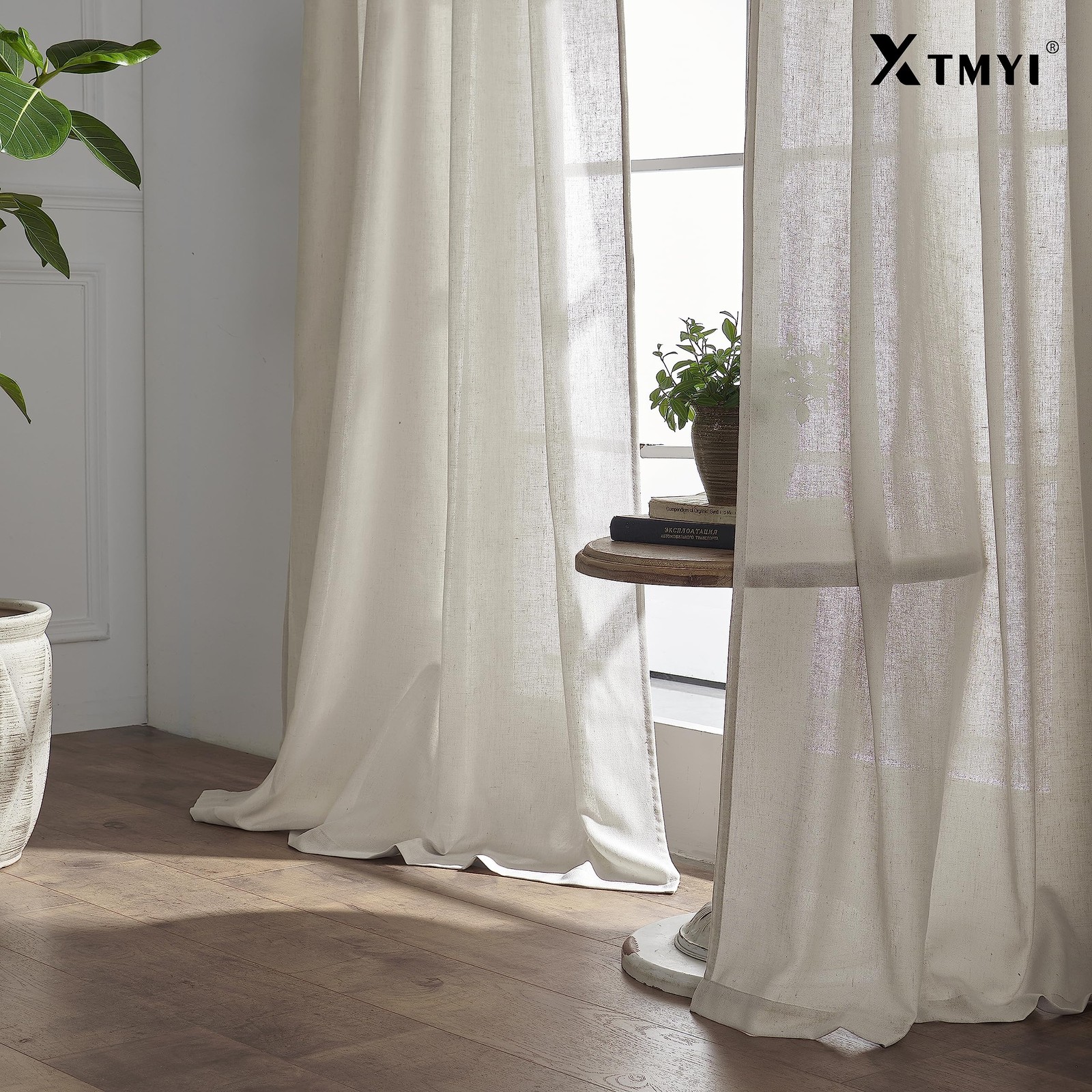 Floor to Ceiling Curtains 8 FT,Linen Cotton Blend Faux Linen Soft Touch Light…