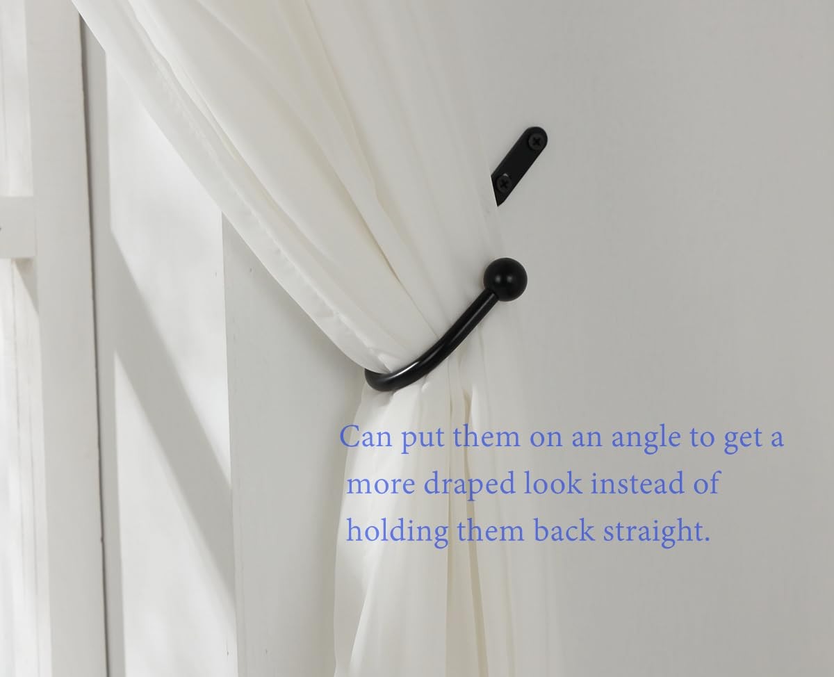 VRSS Wall Mount Curtain Tiebacks Drapery Holdbacks 8pcs Black