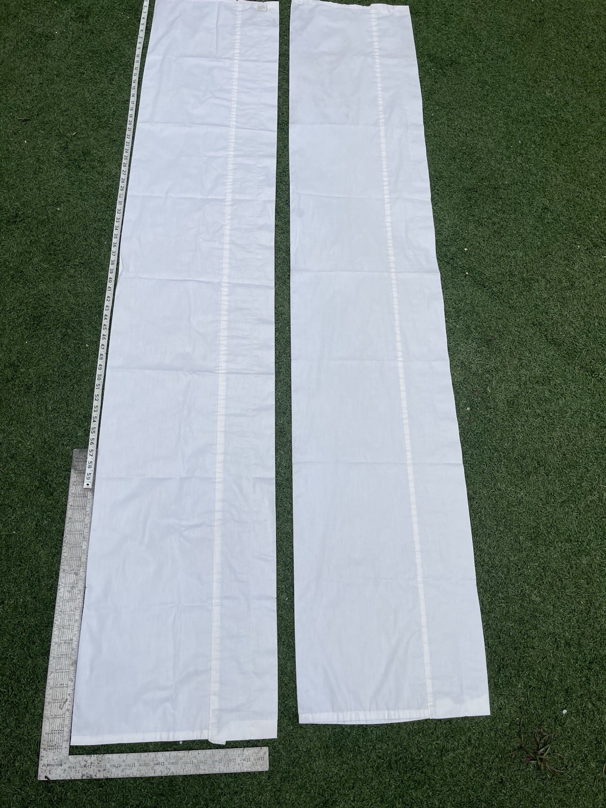 2 White Cotton Fabric Panels Sleeves 80” Long Sewing Craft Curtain Liner