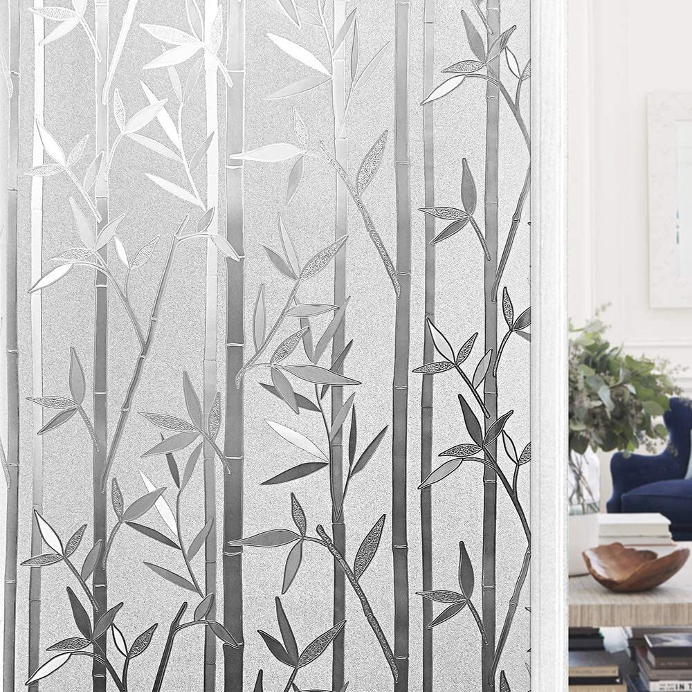 rabbitgoo Bamboo Window Privacy Film White Frosted Sticker 23.6″x78.7″(60x200cm)