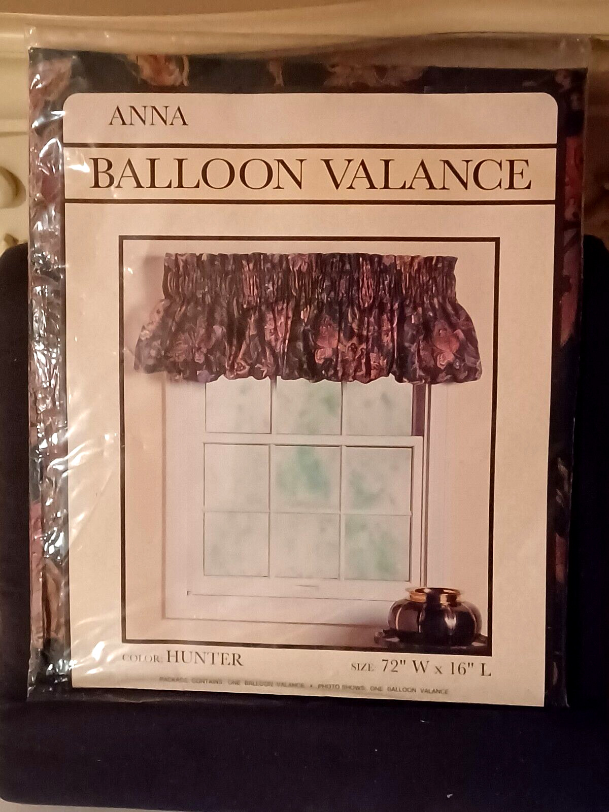Anna Balloon Valance Hunter Green Floral 72″ W X 16″ L Machine Wash NEW