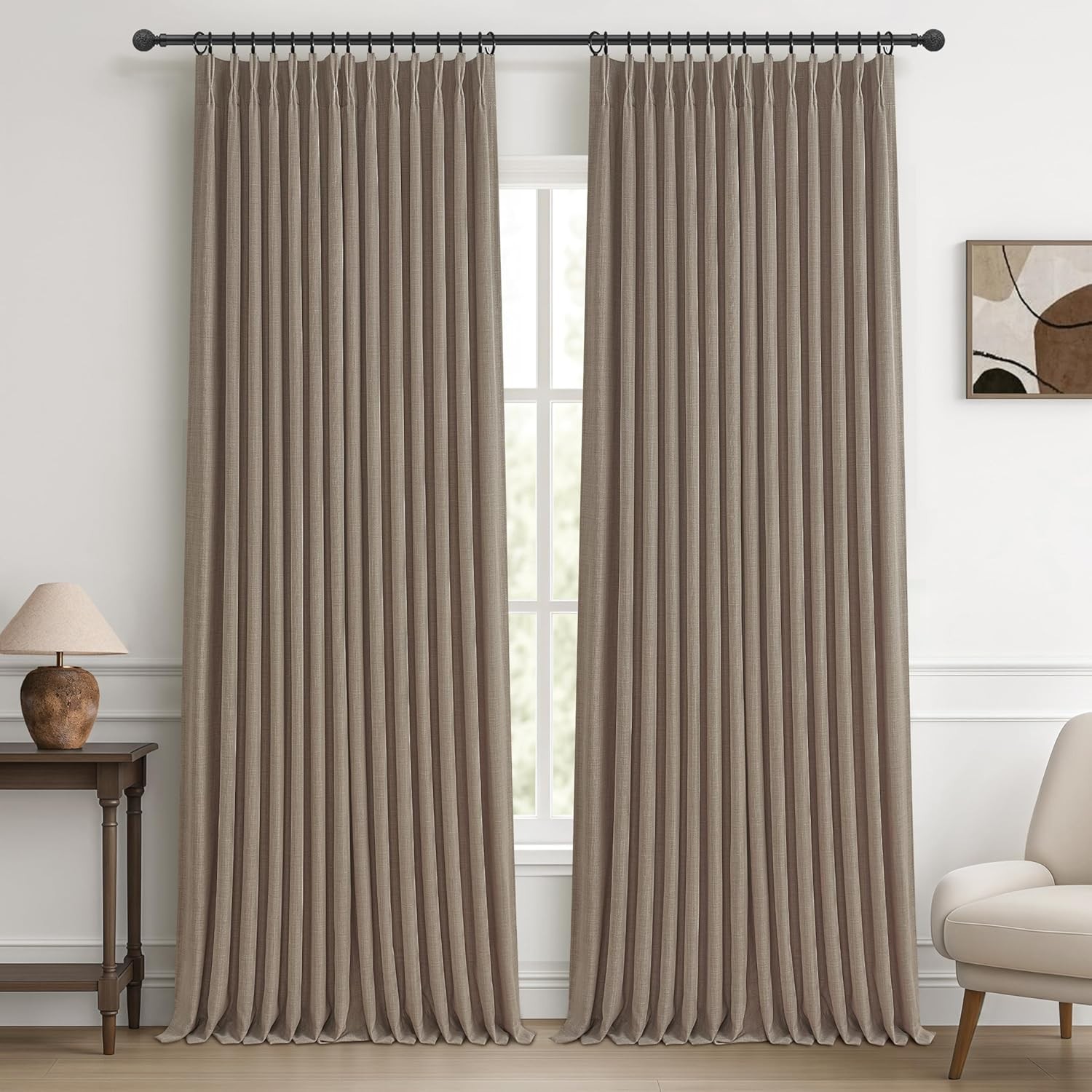 40 x 102 2 Panels PleatedDrapes Linen Pinch Pleated Thick Blackout Curtains C241