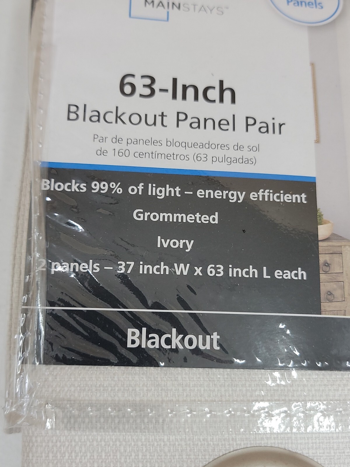 Blackout Panel PAIR Grommeted Window Curtain Panel 37”W X 63”L IvoryVanillaDream
