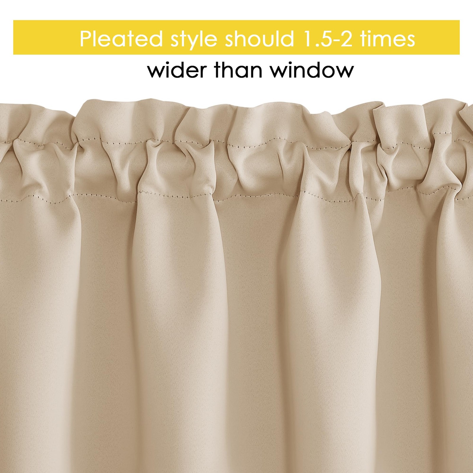 Energy Efficient Window Valance Rod Pocket Room Darkening 42×16″ 4 Panels Beige