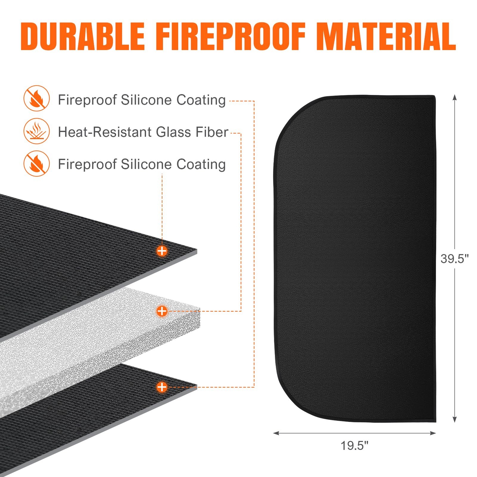 Fireplace Rugs Fire Resistant – 20 X 40 X 0.04 Inch D Shape Fire-Proof Hearth…