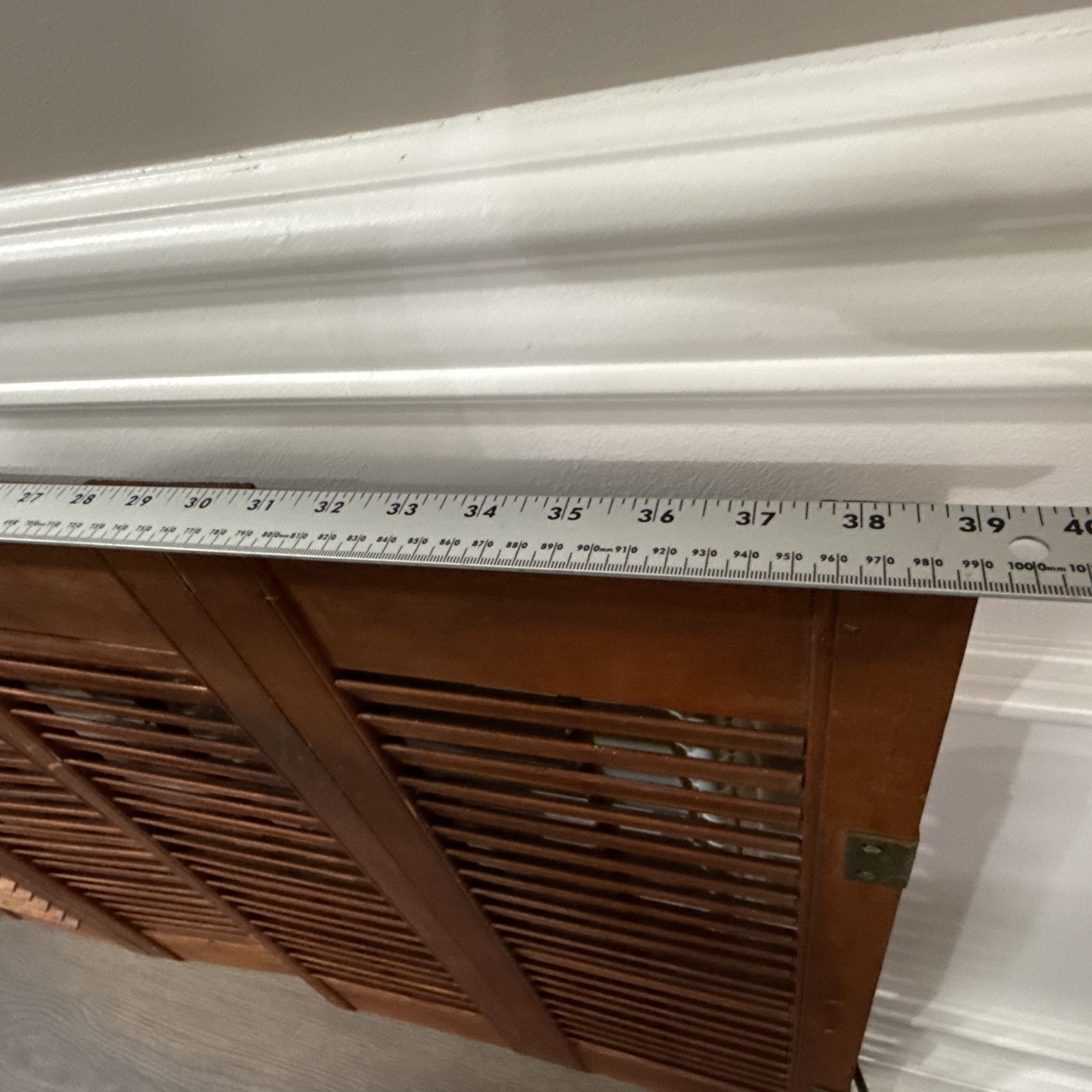 Vintage Plantation Window Shutters 2 Sets 28”Hx39”W Wood Interior Louver Brown.