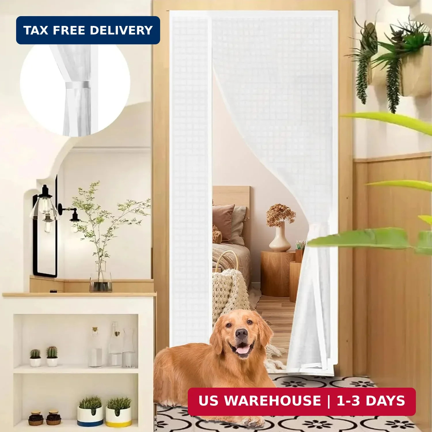 Reversible Left or Right Side Opening Insulated Door Curtain, Keep Cold Out Ther