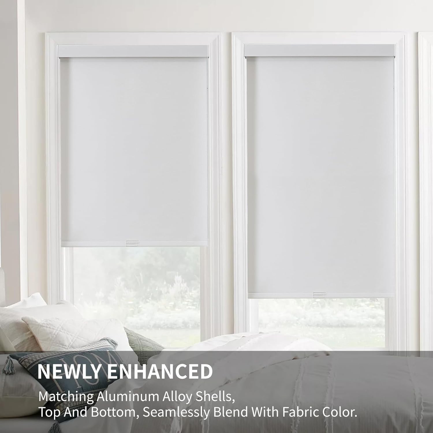 100% Blackout Roller Shades (Pro), Free-Stop Cordless Blinds 45″ W x 75″ H