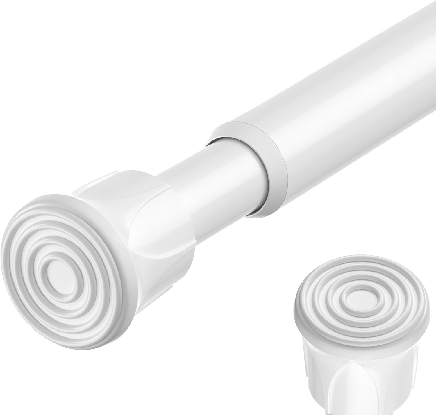 1 Pack Spring Tension Curtain Rod 28-48 Inch, 5/8 Inch Diameter White Adjustable
