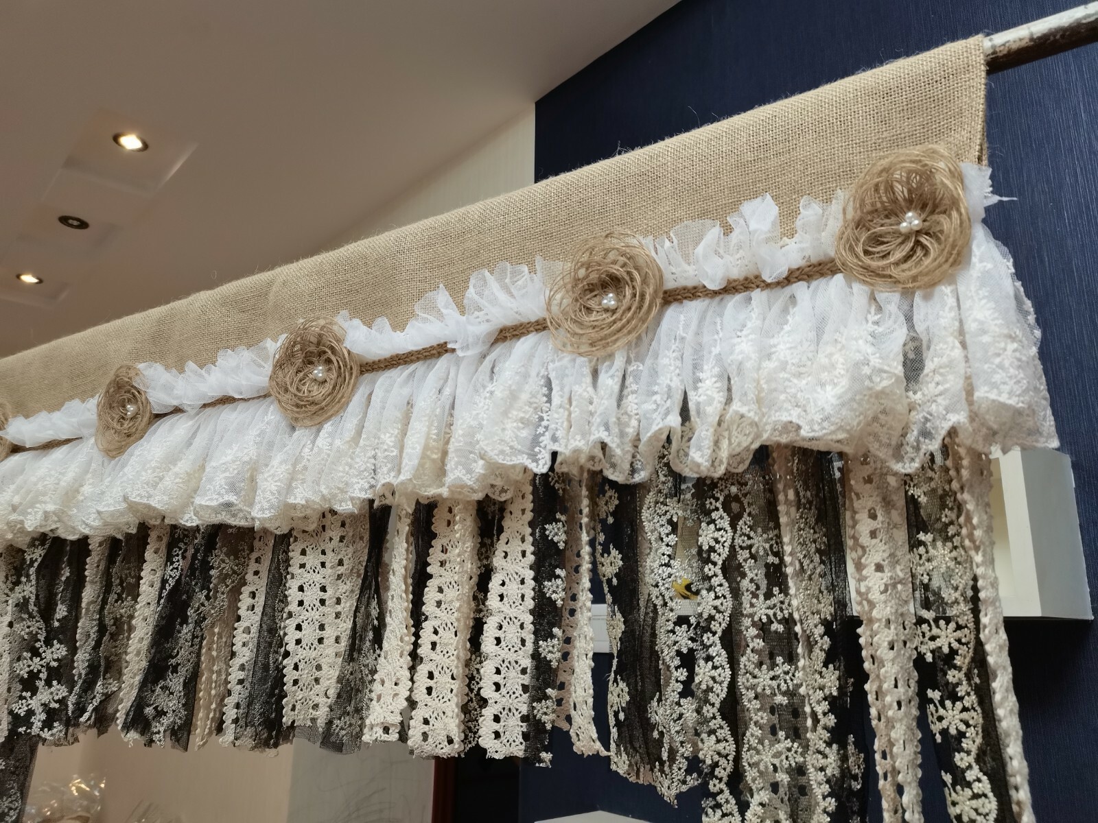 Rustic Vintage Unique Bedroom Valance Burlap Kitchen Valance Curtain Wedding