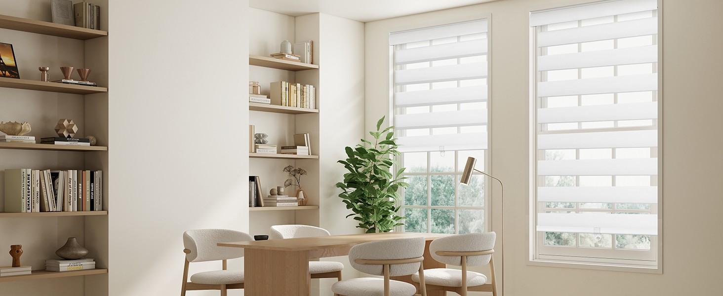 Cordless Zebra Blinds for Windows, 60% Shading Zebra Shades, Free-Stop French