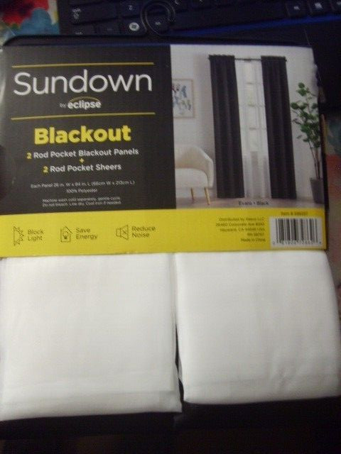SUNDOWN by ECLIPSE~4 PIECE BLACKOUT WINDOW CURTAIN SET~NEW~ROD POCKET~26 X 84